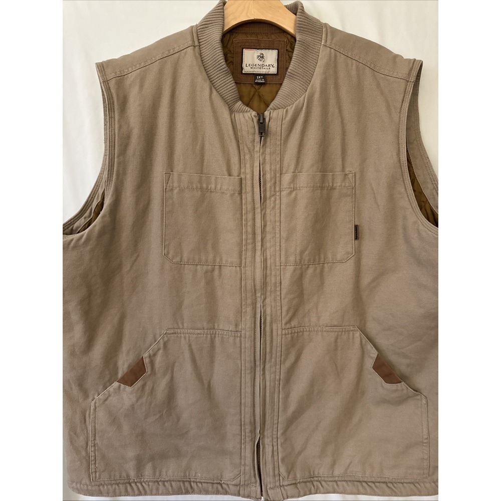 Men's 3XT Canvas Cross Trail Workwear Quilted Tan Vest Legendary Whitetails